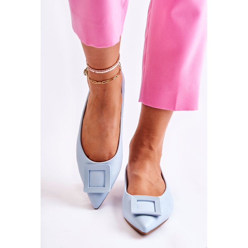 WS1 Ballerinas aus Leder mit blauem Simone-Spitz-Ornament 1