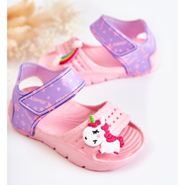 WJ1 Leichte Kindersandalen mit Verzierungen in Rosa und Lila 2