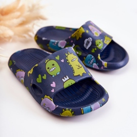 WJ1 Leichte Kinderhausschuhe Dinosaurier Astro Marineblau navy blau 1