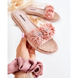 WJ1 Damenhausschuhe mit Stoffblumen Rosa Susana 1