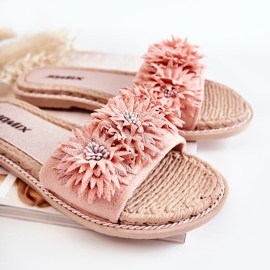 WJ1 Damenhausschuhe mit Stoffblumen Rosa Susana 2