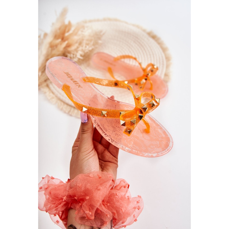 Damen-Gummi-Flip-Flops Orange Monise 1