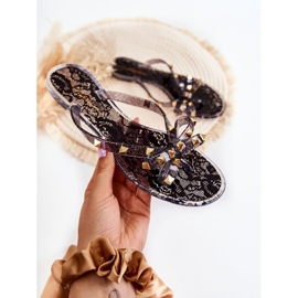 WJ1 Damen-Gummi-Flip-Flops Schwarz Monise 1