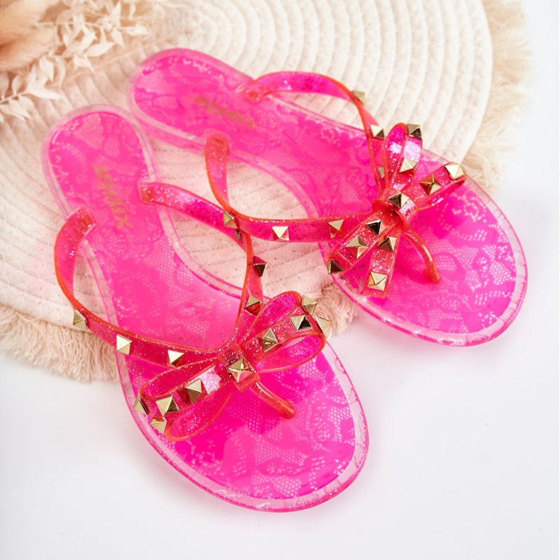 Damen-Gummi-Flip-Flops Rosa Monise 2