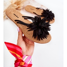 WJ1 Damen-Flip-Flops mit Stoffverzierung Schwarz Eviana 1