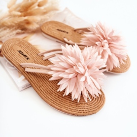 WJ1 Damen-Flip-Flops mit Stoffornament Hellrosa Eviana 1