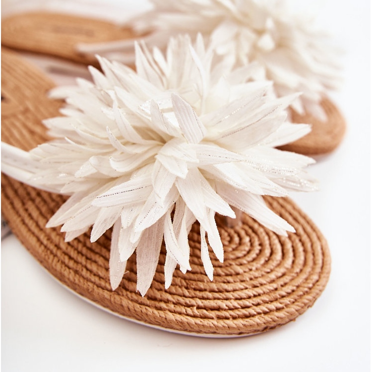 Damen-Flip-Flops mit Stoffornament in Weiß Eviana 2