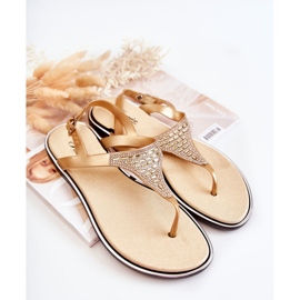 WJ1 Damensandalen Flip-Flops mit goldenen Atlanta-Verzierungen 1