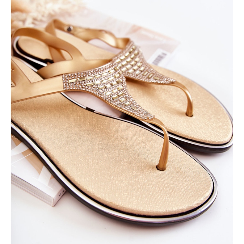 WJ1 Damensandalen Flip-Flops mit goldenen Atlanta-Verzierungen 2