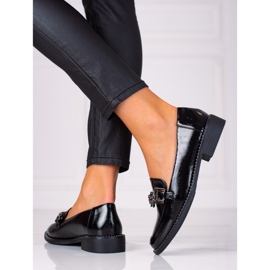 SHELOVET Damen-Slipper aus Lackleder schwarz 1