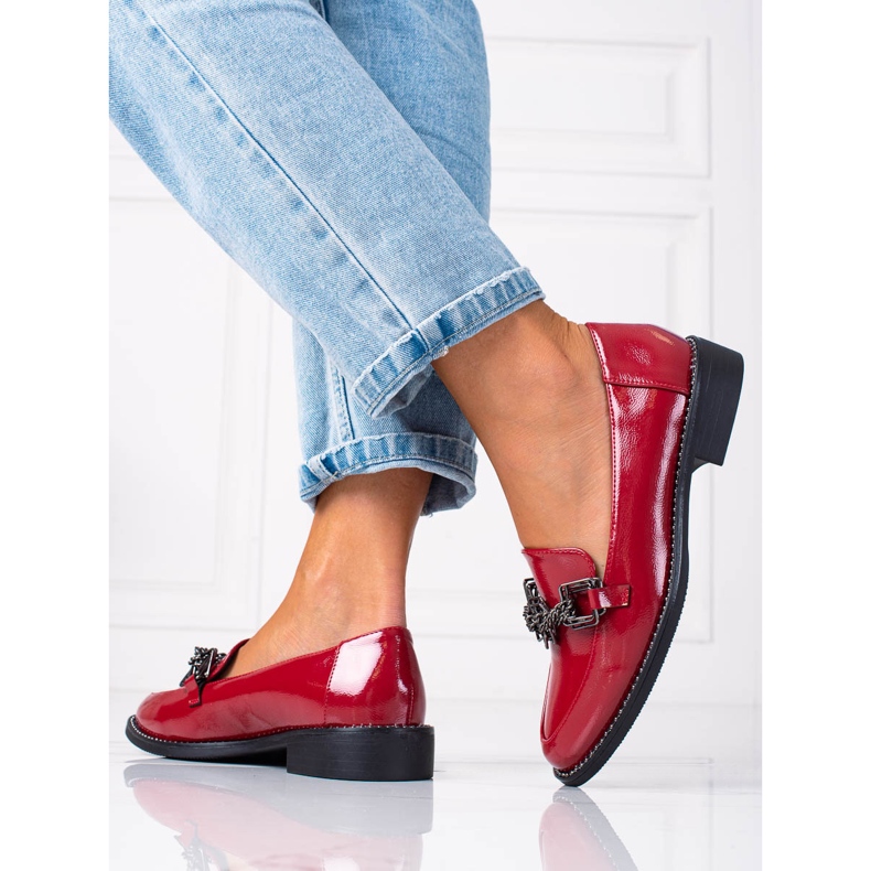 SHELOVET Damen-Slipper aus Lackleder rot 1