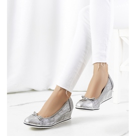 Silberne Turnschuhe mit Keilabsatz Blance silber- 2