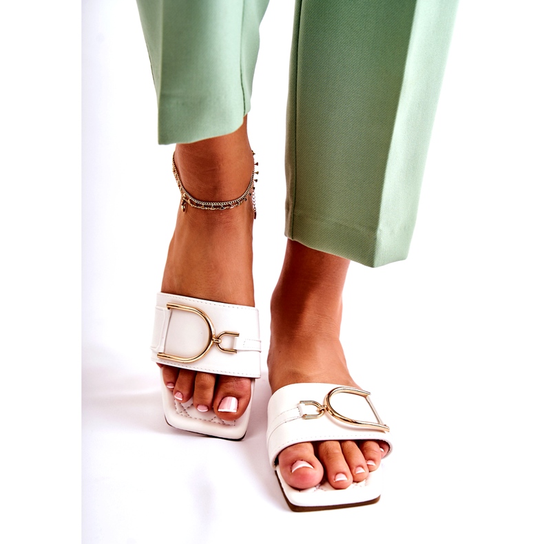 PG2 Klassische Lederhausschuhe für Damen mit weißer Shilla-Verzierung 1