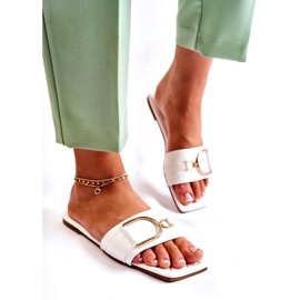 PG2 Klassische Lederhausschuhe für Damen mit weißer Shilla-Verzierung 2