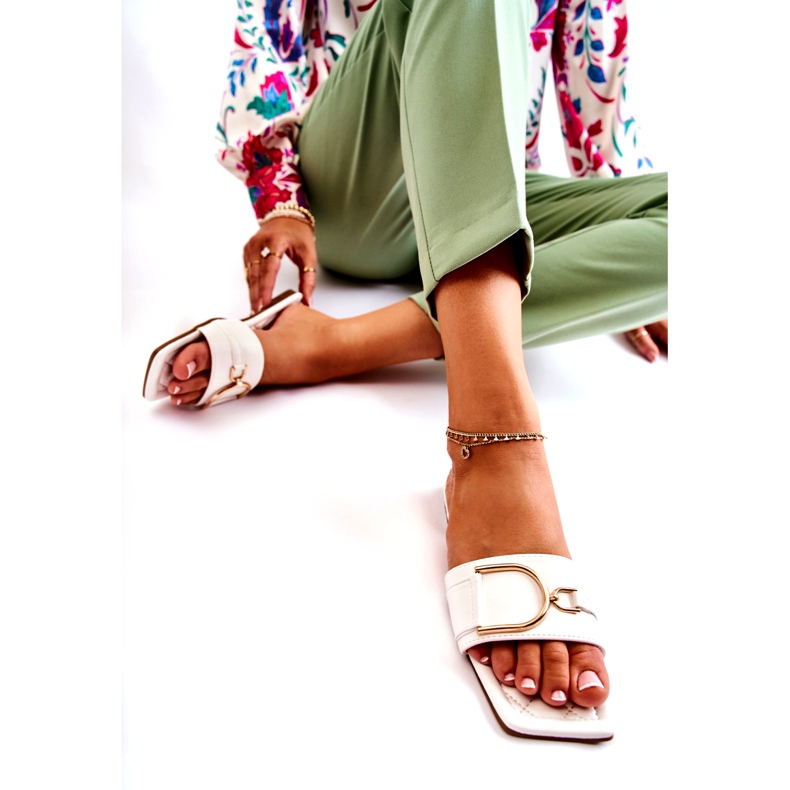 PG2 Klassische Lederhausschuhe für Damen mit weißer Shilla-Verzierung 4