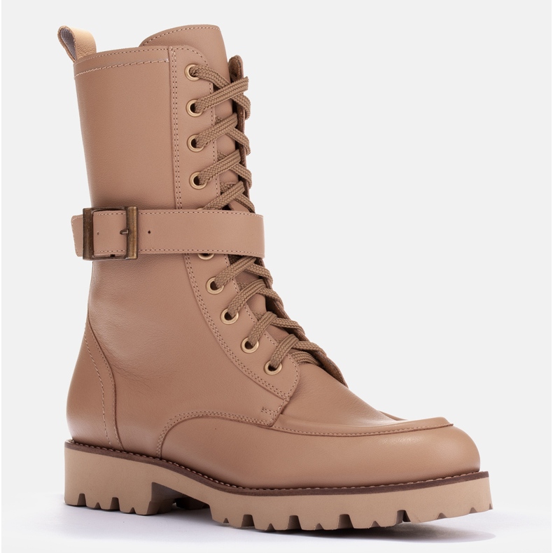 Marco Shoes Stiefel aus Vollnarbenleder beige 1