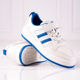 Shelovet Kindersneaker aus ökologischem Leder in Weiß und Blau 1