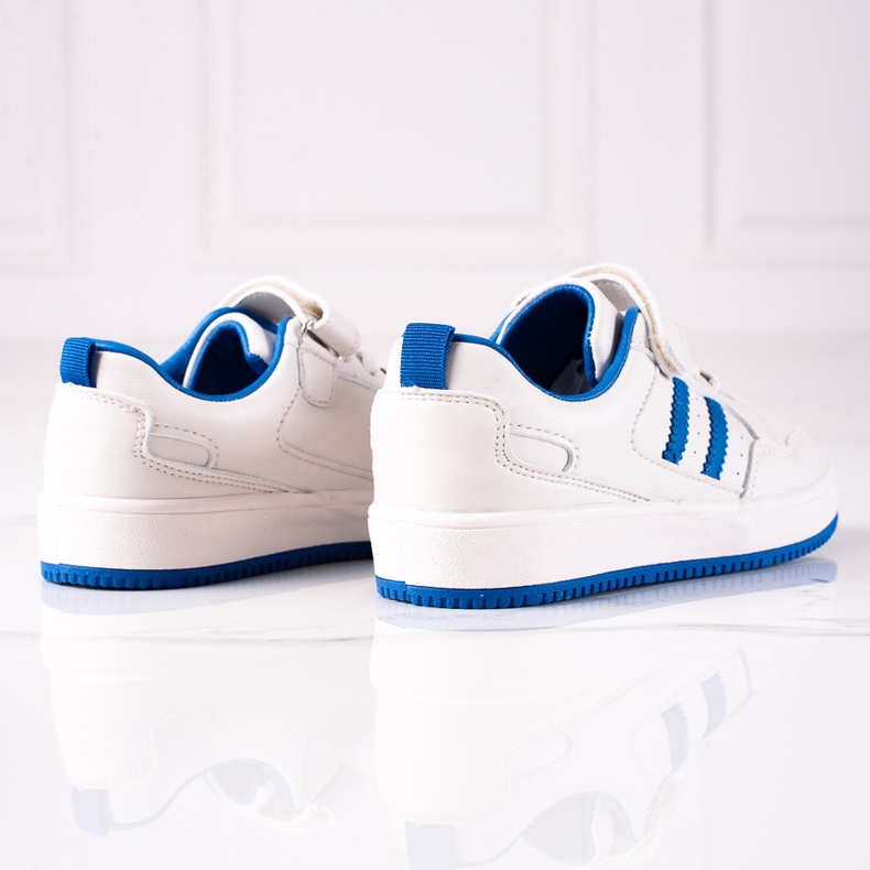 Shelovet Kindersneaker aus ökologischem Leder in Weiß und Blau 2