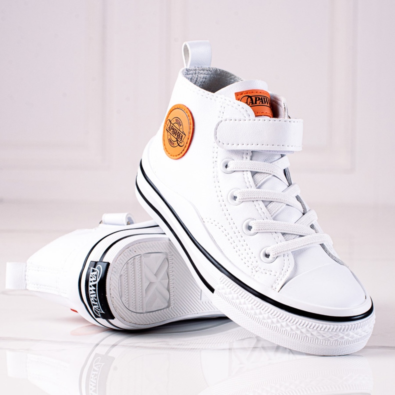 Shelovet hohe Kinder-Sneaker aus ökologischem Leder in Weiß 1