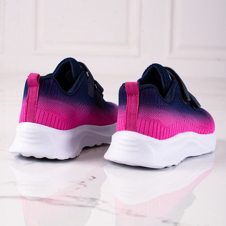 Zweifarbige Sportschuhe mit Klettverschluss von Shelovet für Kinder marineblau rosa 1