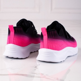 Zweifarbige Sportschuhe mit Klettverschluss von Shelovet für Kinder schwarz rosa 1