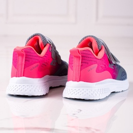 Shelovet Kindersportschuh mit Klettverschluss rosa und grau 1