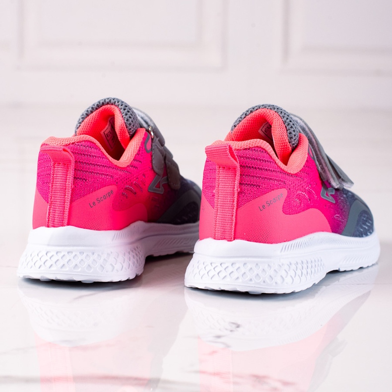 Shelovet Kindersportschuh mit Klettverschluss rosa und grau 1