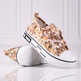 Shelovet Kindersneaker mit beigen Blumen weiß braun 1