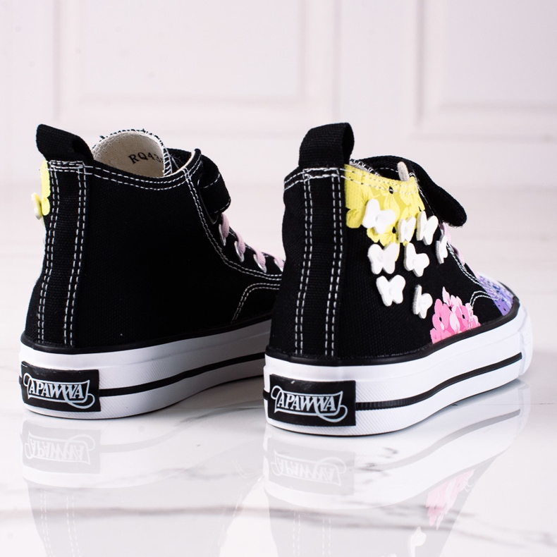 High Shelovet Kindersneaker schwarz mit Blumen mehrfarbig 1