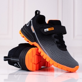 Vico Sportschuhe für Jungen mit orangefarbener Sohle schwarz grau 1