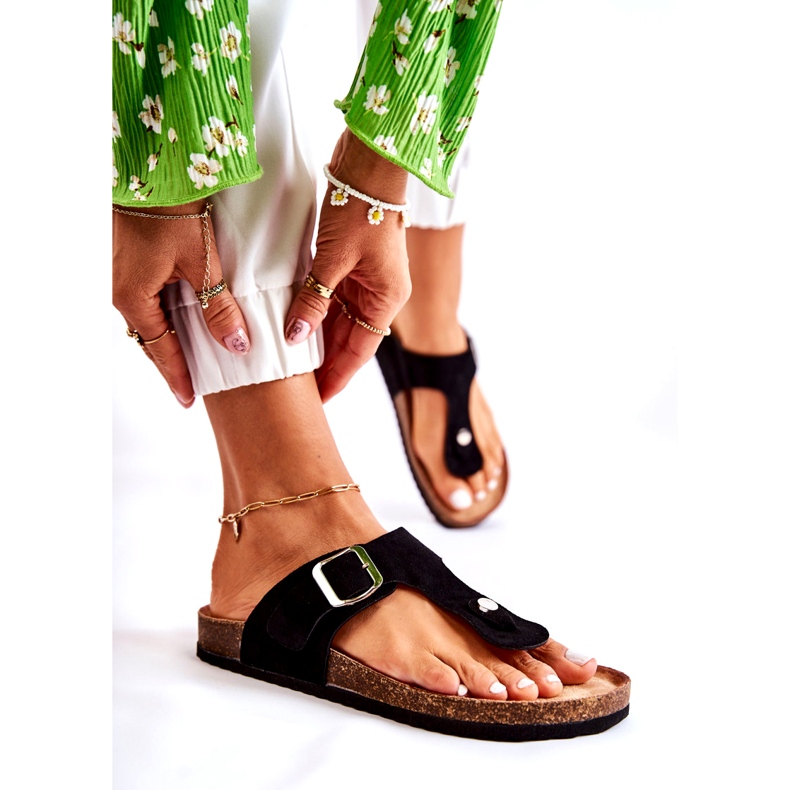 FB1 Damenhausschuhe mit Schnalle Schwarz Elina 3