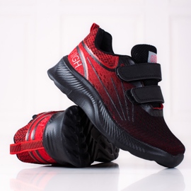 Shelovet Jungen Turnschuhe mit doppeltem Klettverschluss schwarz und rot 2