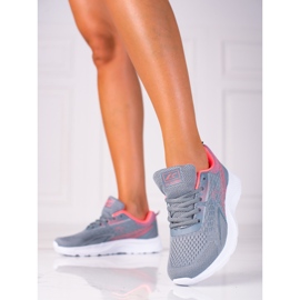 SHELOVET Hellgraue Sportschuhe zum Schnüren mit weißer Sohle 1