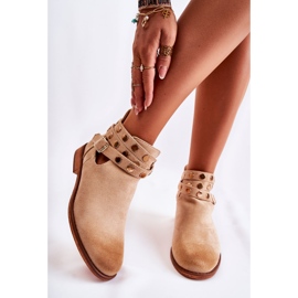 WS1 Damenstiefel mit Jets auf flachem Absatz Beige Larino 2