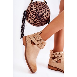 WS1 Damenstiefel mit Jets auf flachem Absatz Beige Larino 1