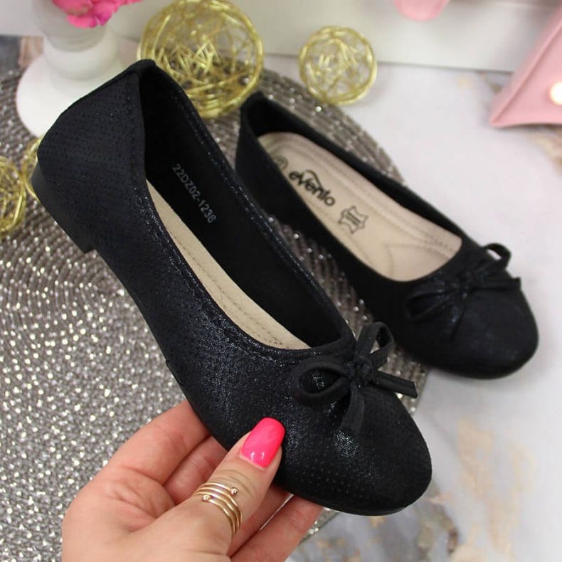 Ballerinas mit Schleife eVento Jr EVE359C schwarz 1