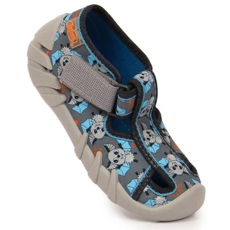 Hausschuhe mit Klettverschluss und Fledermaus Befado Jr BEF6A grau 1