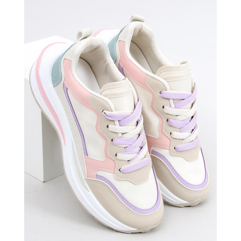 Ekani Rosa Turnschuhe beige weiß lila blau 2