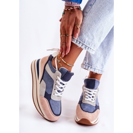 PS1 Damen Wildleder Sportschuhe Blau-Grau Elisse rosa 2