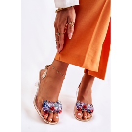 S.Barski Elegante Sandalen mit goldenen Lanette-Kristallen mehrfarbig 1