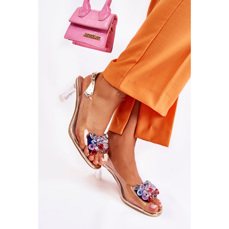 S.Barski Elegante Sandalen mit goldenen Lanette-Kristallen mehrfarbig 2