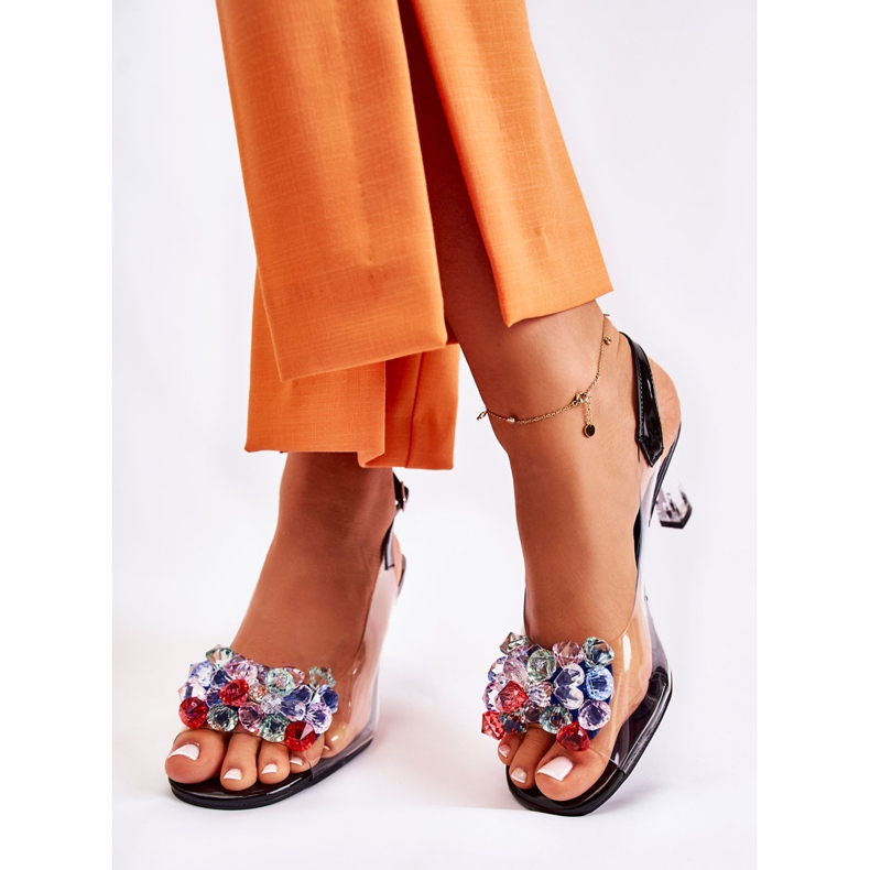 S.Barski Elegante Sandalen mit Kristallen Black Lanette schwarz mehrfarbig 2