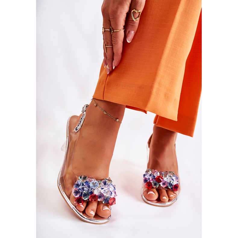 S.Barski Elegante Sandalen mit silbernen Lanette-Kristallen mehrfarbig 1