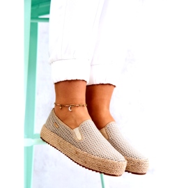 Geflochtene Turnschuhe für Damen Slip On Big Star JJ274394 Beige golden 3