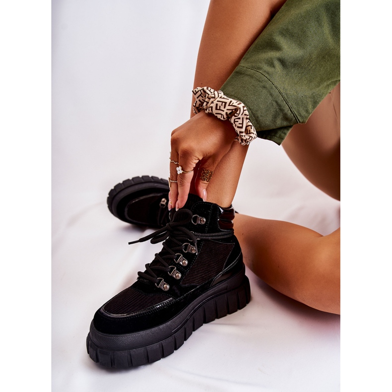 FB3 Modische Damenstiefel auf der Black Magnific Platform schwarz 2