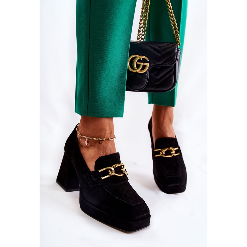 Wildlederpumps mit Zierkette Laura Messi 2444 Schwarz 1