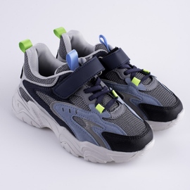 Shelovet Jungen Turnschuhe auf einem dicken blauen Plateau marineblau mehrfarbig 1
