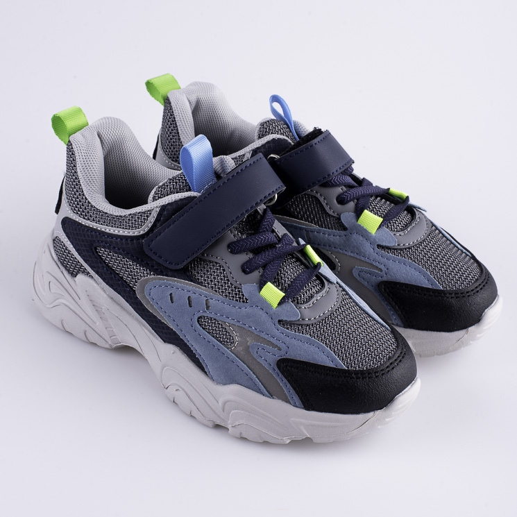 Shelovet Jungen Turnschuhe auf einem dicken blauen Plateau marineblau mehrfarbig 1