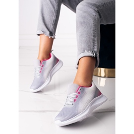 Weiß-grau geschnürte Sport-Sneaker von Shelovet für Damen 1