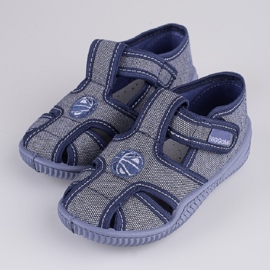 Hausschuhe für Jungen Viggami Daniel-Stickerei grau 1